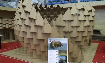 河南大学生建筑模型大赛举行 瓦楞纸作品也能惊