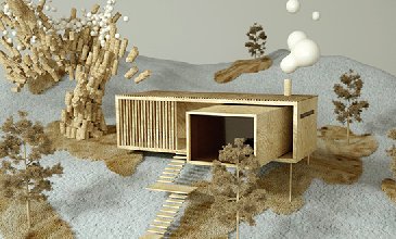 斯堪的纳维亚风格的避暑小屋模型